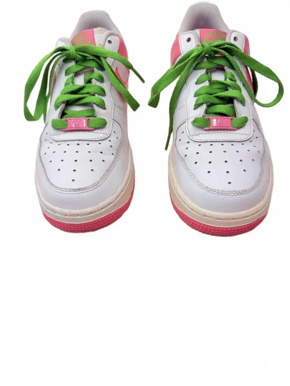 Nike Air Force 1 GS White Gym Pink Green‎ Apple AKA Low Girls 6Y
